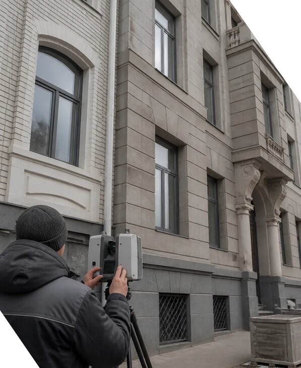 Лазерное сканирование фасадов зданий для обследования в Тобольске